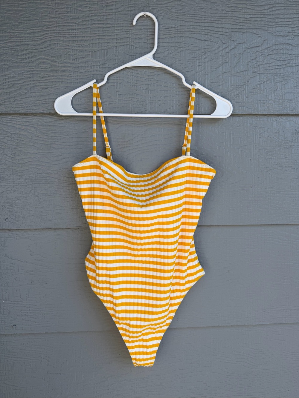 La Hearts White Swim Top with Yellow Trim